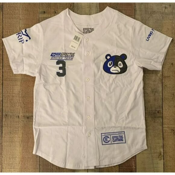 Effectus Racing Team 3 Clothing Mens Racer Bear Jersey White SM NWT Defect - Picture 1 of 6
